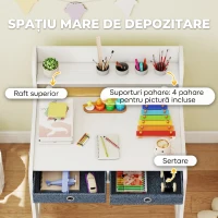 AIYAPLAY Set Birou și Scaun pentru Copii cu Poliță, Alb(m-5)