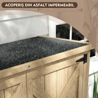 Outsunny Dulap de grădină din lemn, 2 rafturi, 2 uși încuiabile, acoperiș impermeabil cu înveliș asfaltat, natur(m-5)