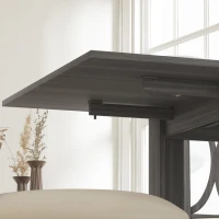 HOMCOM Folding Dining Table for 4, Round Drop Leaf Table, Modern Space Saving Small Kitchen Table with Wood Legs, Grey(m-9)