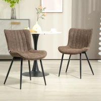 HOMCOM Set of 2 modern tufted dining chairs for living room, dining room, bedroom, brown(m-2)
