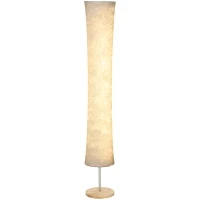 HOMCOM LED Floor Lamp, 152 cm Modern Dimmable Standing Lamp with Paper Shade, Pine Wood Base, White(m-15)