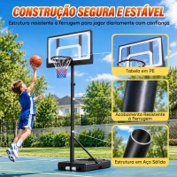SPORTNOW Cesto de Basquetebol Infantil com Suporte Ajustável 108-213 cm com Rodas Preto(m-7)