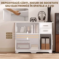 HOMCOM Bufet Modern din Lemn cu 2 Sertare și 2 Dulapuri, 100x40x78 cm, Alb(m-4)