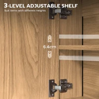 HOMCOM Bathroom Mirror Cabinet with Soft-Close Doors and Adjustable Shelf - Natural Wood Finish(m-6)