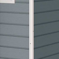 Outsunny Abri de Jardin en Résine 4,96m², Toit Incliné, Plancher, Fenêtres, Aérations, Portes Verrouillables, 303x183x197cm, Gris(m-14)