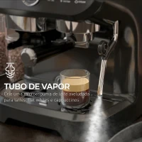 HOMCOM Máquina de Café Expresso 15 Bares 1600 W com Moinho de 15 Níveis e Vaporizador de Leite para Cappuccino e Latte Preta(m-5)