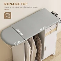 HOMCOM Rolling Ironing Board Cabinet, Foldable Ironing Station with Storage, Wheels for Home, Laundry Room, White(m-4)