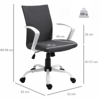 Vinsetto Sedia da Ufficio Ergonomica e Girevole con Altezza Regolabile, 61x61x89-99 cm, Grigio Scuro(m-3)