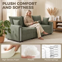 HOMCOM 3 Seater Sofa with Lift-Up Storage, 228cm Comfy Velvet Couch with Wide Deep Seat, Dark Green(m-4)