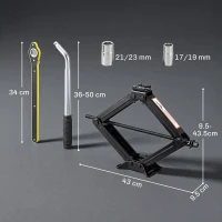 HOMCOM Cric Auto Tip Foarfecă 2,5 T, Kit 10-41 cm cu Chei, Negru(m-3)