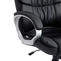 HOMCOM Scaun de Birou Ergonomic Rotativ din Piele PU, Funcție Legănare, Înălțime Reglabilă, Capacitate 120kg, Negru(m-9)