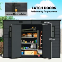 Outsunny 10 x 4 ft Resin Garden Shed, Outdoor Storage Shed with Floor, Windows, Lockable Doors and Vents, Dark Grey(m-6)