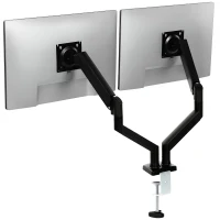 HOMCOM Dual Monitor Stand for 2 Screens up to 32", Height Adjustable Monitor Riser with Tilt & Swivel(m-15)