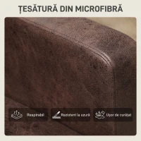 HOMCOM Canapea modernă cu 2 locuri, tapițerie din material textil cu aspect de piele respirabilă și picioare din lemn, 130x78x85 cm, maro închis(m-7)