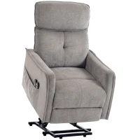 HOMCOM Sillón Relax Reclinable Eléctrico Levanta Personas con 2 Puntos Masaje Asiento con Muelles Reposapiés de Chenilla Gris(m-11)