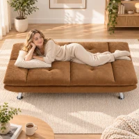 HOMCOM Convertible Sofa Bed, 3 Seater Futon Sofa with Adjustable Backrest, Wide Seat for Living Room, Small Space, Brown(m-9)