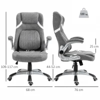 Vinsetto Scaun de Birou Ergonomic din Țesătură Respiranta Efect In, Înălțime Reglabilă, 68x76x109-117cm, Gri(m-3)
