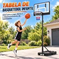 SPORTNOW Cesto de Basquetebol Infantil com Suporte Ajustável 108-213 cm com Rodas Preto(m-4)