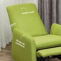 HOMCOM Fotoliu relaxant reclinabil cu suport pentru picioare extensibil, husă de schimb verde și șezut cu arcuri, gri(m-6)
