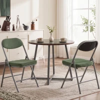 HOMCOM Lot de 2 chaises pliantes chaises de salle à manger portables avec assises et dossiers rembourrés en velours côtelé vert(m-14)