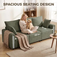 HOMCOM 3 Seater Sofa with Lift-Up Storage, 228cm Comfy Velvet Couch with Wide Deep Seat, Dark Green(m-6)