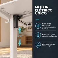 HOMCOM Secretária Elevatória Elétrica 120x60 cm, Altura Ajustável 72-120 cm, 3 Memórias, Silenciosa, 2 Ganchos e 2 Passa-cabos, Branca(m-7)