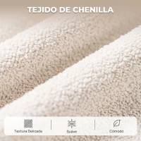 HOMCOM Sillón Relax Reclinable Eléctrico Levanta Personas con 2 Puntos Masaje Asiento con Muelles Reposapiés de Chenilla Crema(m-7)