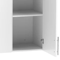 HOMCOM Bathroom Wall Cabinet, Wall-Mounted Bathroom Storage Cabinet with 3 Doors, Adjustable Shelf, High Gloss White(m-13)