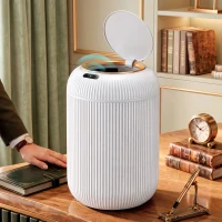 HOMCOM Caixote do Lixo Automático 10 L para Cozinha com Sensor Infravermelho, Fecho Suave e Anti-impressões, Branco(m-10)