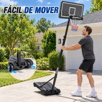 AIYAPLAY Cesto de Basquetebol Infantil com Suporte, Altura Regulável 179-209 cm, com Rodas, Interior/Exterior, 3-8 Anos, Preto(m-6)