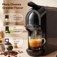 HOMCOM Pod Coffee Machine for Nespresso, Dolce Gusto Capsule & Ground Coffee, Small Semi Automatic Coffee Maker, 19 Bar, 0.6L(m-4)