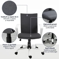 Vinsetto Sedia da Ufficio Ergonomica e Girevole con Altezza Regolabile, 61x61x89-99 cm, Grigio Scuro(m-11)
