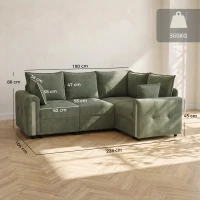 HOMCOM 228cm L Shaped Sofa with Lift-Up Storage, 3-Seater Sectional Sofa with Wide Deep Seat, Dark Green(m-3)
