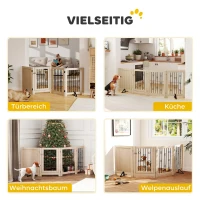 PawHut Vrijstaand huisdierhek, hondenhek met deur, 4 panelen, voor gang, trap, deurkozijn, MDF, staal(m-4)