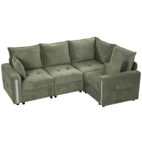 HOMCOM 228cm L Shaped Sofa with Lift-Up Storage, 3-Seater Sectional Sofa with Wide Deep Seat, Dark Green(m-1)