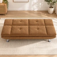 HOMCOM Convertible Sofa Bed, 3 Seater Futon Sofa with Adjustable Backrest, Wide Seat for Living Room, Small Space, Brown(m-2)