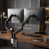 HOMCOM Dual Monitor Stand for 2 Screens up to 32", Height Adjustable Monitor Riser with Tilt & Swivel(m-2)
