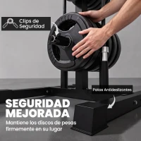 SPORTNOW Soporte para Discos de Pesas Carga 300 kg para Discos de 25 mm y 50 mm con 2 Estantes de Barra para Gimnasio Casa Negro(m-6)