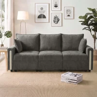 HOMCOM 3 Seater Sofa with Lift-Up Storage, 228cm Comfy Velvet Couch with Wide Deep Seat, Dark Grey(m-14)
