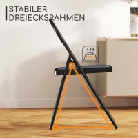 HOMCOM 4er-Set Klappstühle, Tragbare Bürostühle, Stahlbeine, Faltstuhl für Büro, Empfang, Wartezimmer, Cordoptik Grau(m-5)