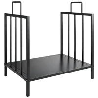 Outsunny Estante de Leña para Chimenea con Asas Leñero Interior y Exterior Almacenaje para Madera Soporte para Leña Tradicional Diseño Elevado 44,5x33x46,5 cm Negro(m-11)