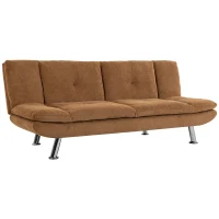 HOMCOM Convertible Sofa Bed, 3 Seater Futon Sofa with Adjustable Backrest, Wide Seat for Living Room, Small Space, Brown(m-15)