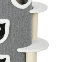 PawHut 101 cm kattentoren, 3 niveaus, 3 slaapholen, speelballen, krabpilaren, sisal, spaanplaat, Grijs(m-12)