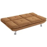HOMCOM Convertible Sofa Bed, 3 Seater Futon Sofa with Adjustable Backrest, Wide Seat for Living Room, Small Space, Brown(m-1)