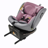 Jovikids drehbarer Kindersitz mit ISOFIX, i-Size, Liegefunktion und Nutzung ab Geburt bis 12 Jahre, Rosa+Grau(m-1)