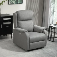 HOMCOM Poltrona Relax Elettrica Reclinabile 150° con Poggiapiedi in Tessuto e Presa USB, Grigio Scuro(m-2)