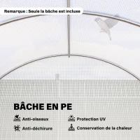 Outsunny Bâche de Rechange Serre Tunnel 18 m², bâche 6L x 3l x 2H m PE Anti-UV imperméable 12 fenêtres + Porte Enroulable zippée(m-6)