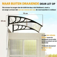 Outsunny® luifel voordeurluifel 100 x 80 cm luifel overkapping polycarbonaat transparant | Aosom.de(m-7)