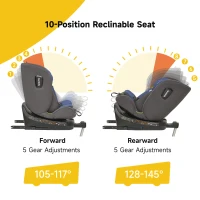 Kindersitz, 360° drehbar, ISOFIX, i-Size, ab Geburt bis 12 Jahre, mit Liegefunktion und abnehmbarem Verdeck, Blau(m-4)