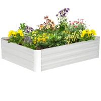 Outsunny gegalvaniseerd stalen verhoogd bed zilver 120 x 90 x 30 cm(m-11)